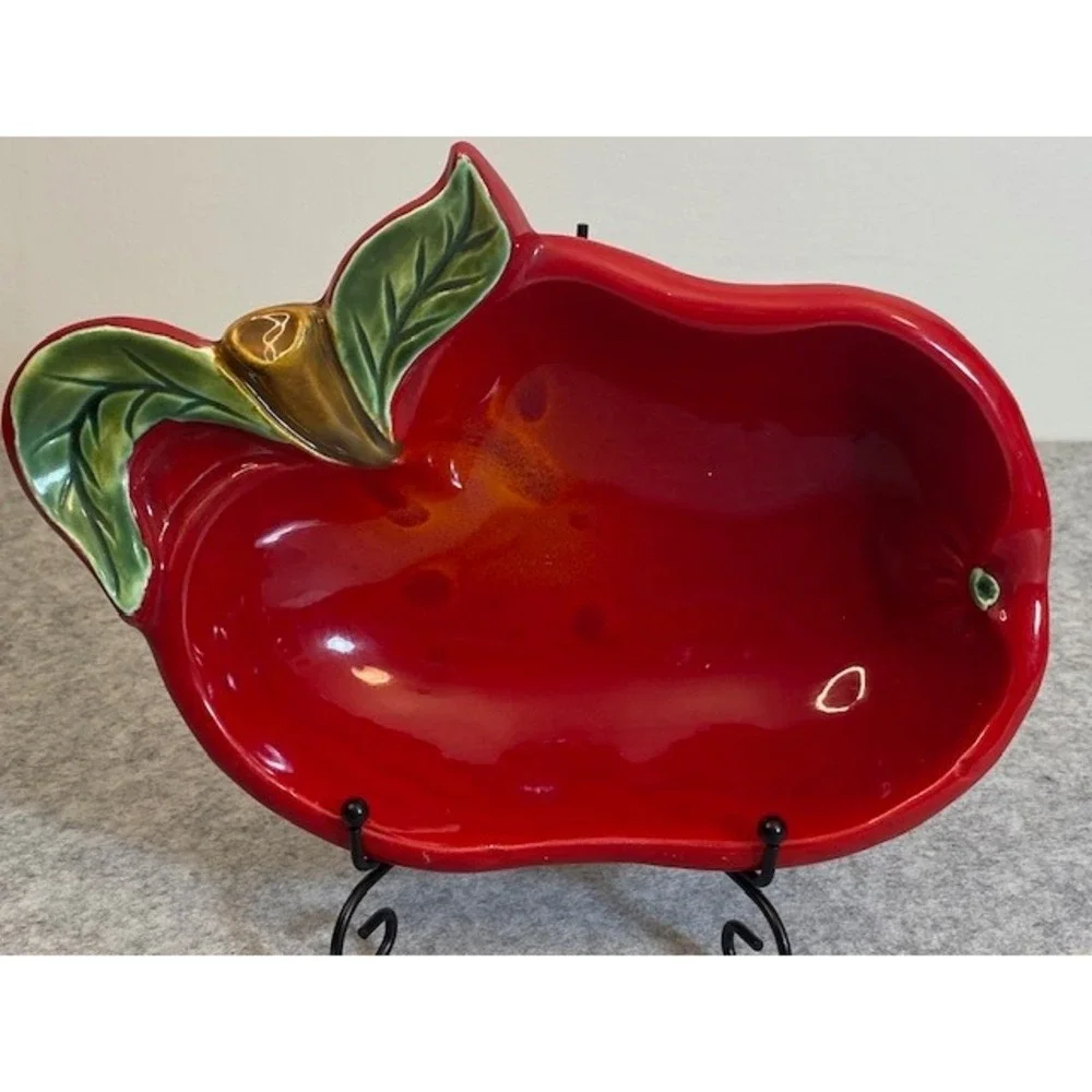 California Original 8488 Red Ceramic Apple‎ Shaped Vintage Retro Dish